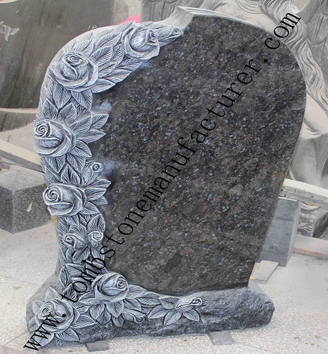 rose carving granite headstone20